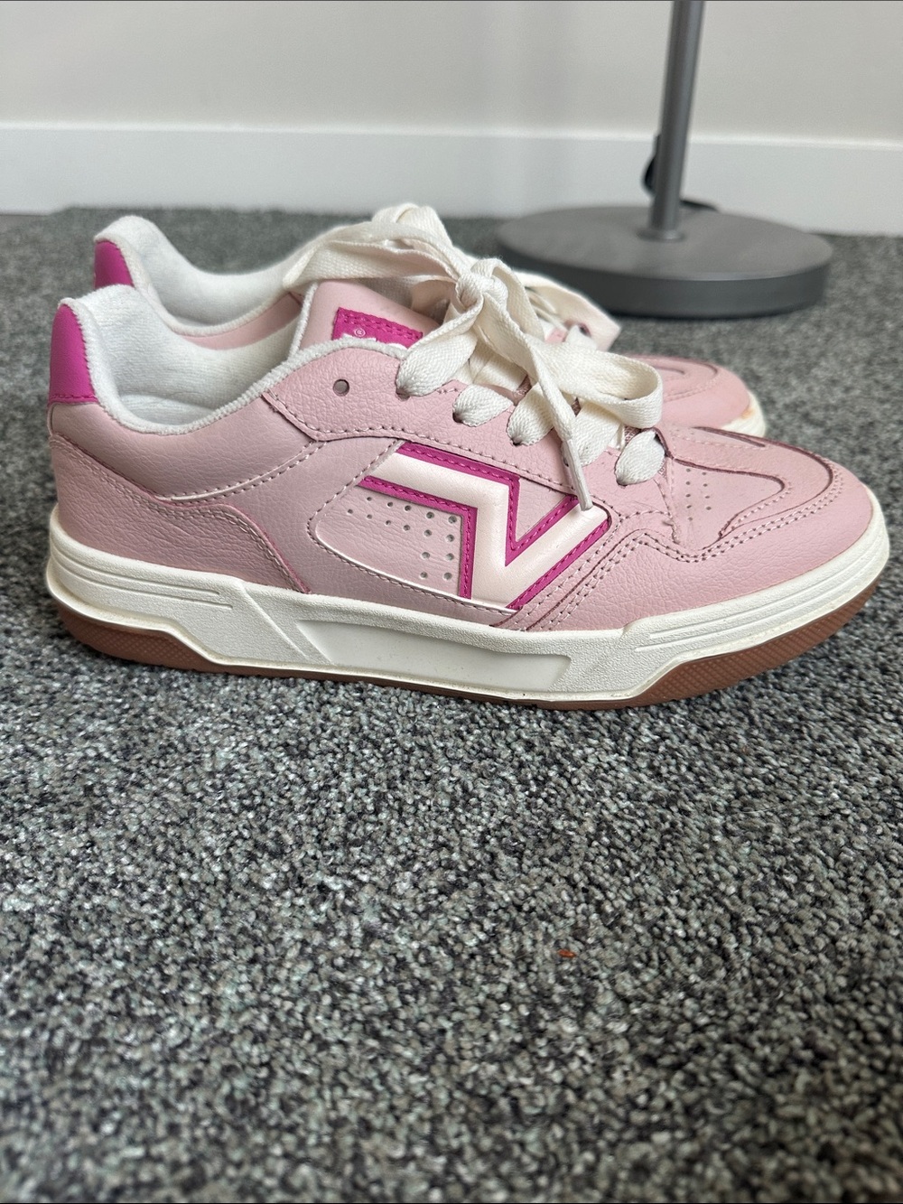 Vans Pink and White Womens Lace-Up Sneakers